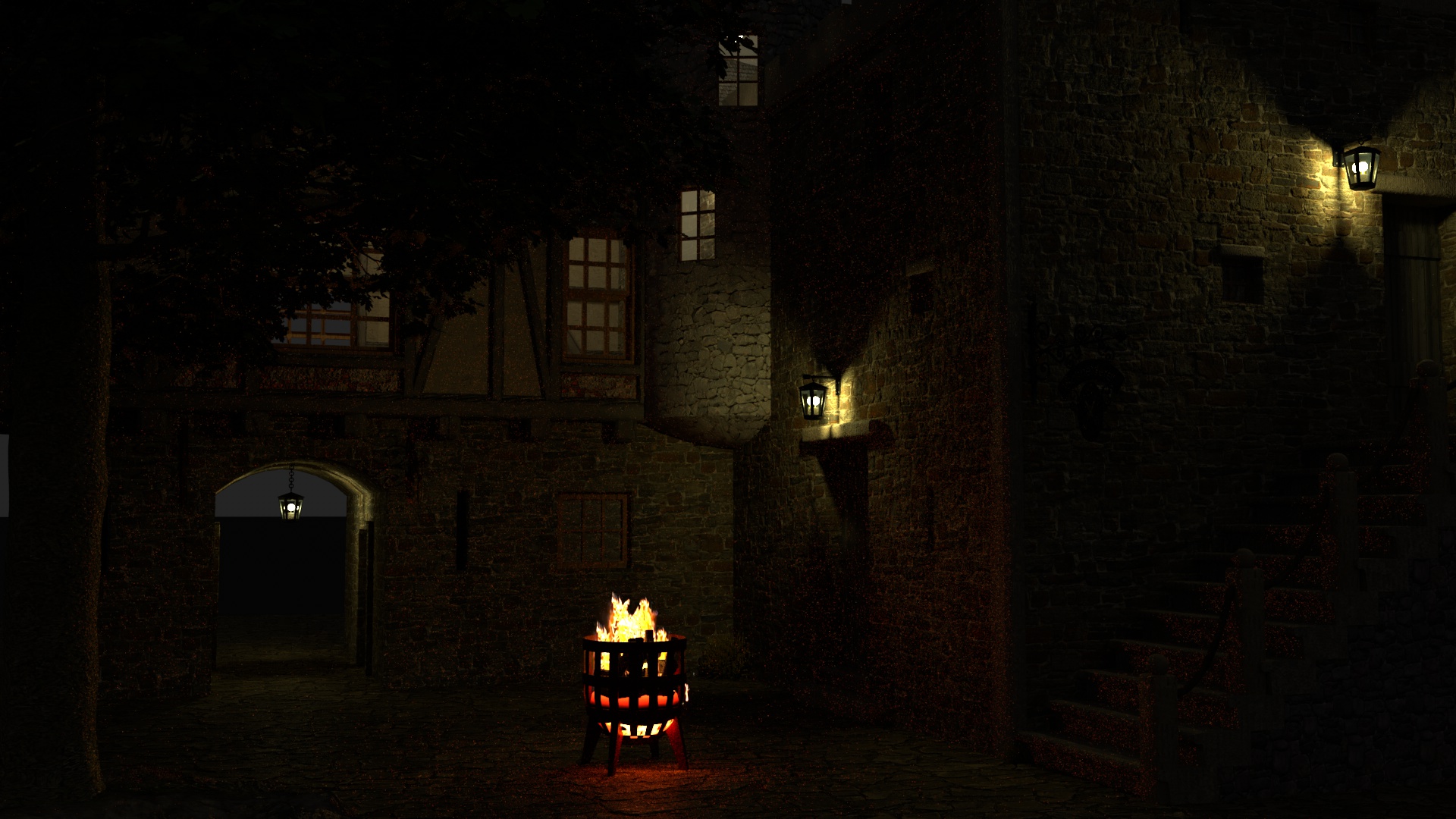 Stadthaus mit Turm Nacht2